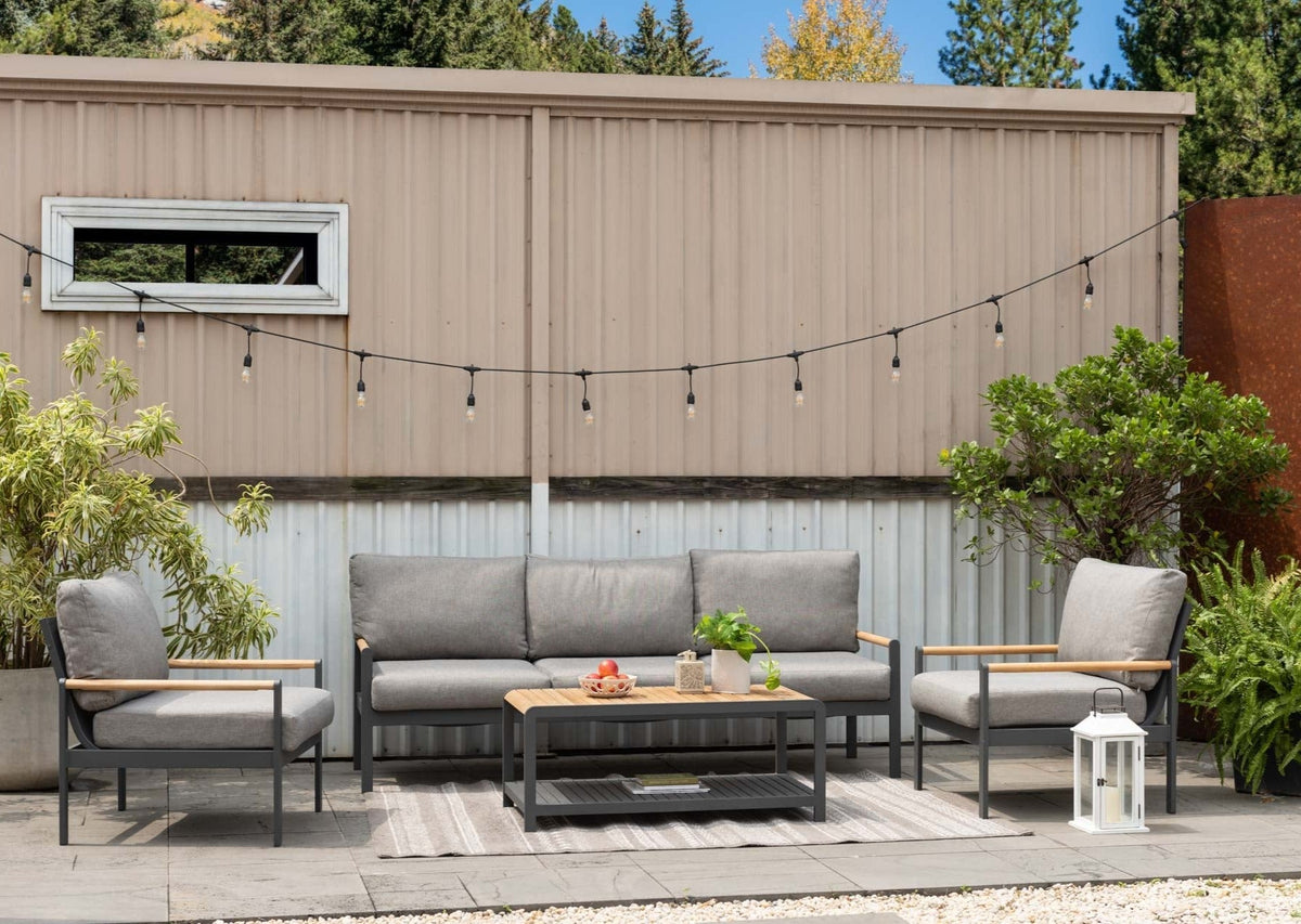 LifestyleGarden Amber 3-Piece Outdoor Sectional & Coffee Table Set — Seats 7