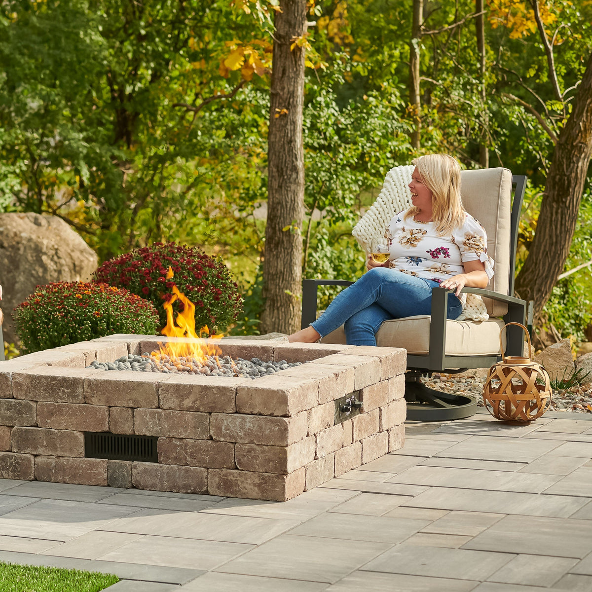 Outdoor GreatRoom Bronson 51" Square Gas Fire Pit Kit