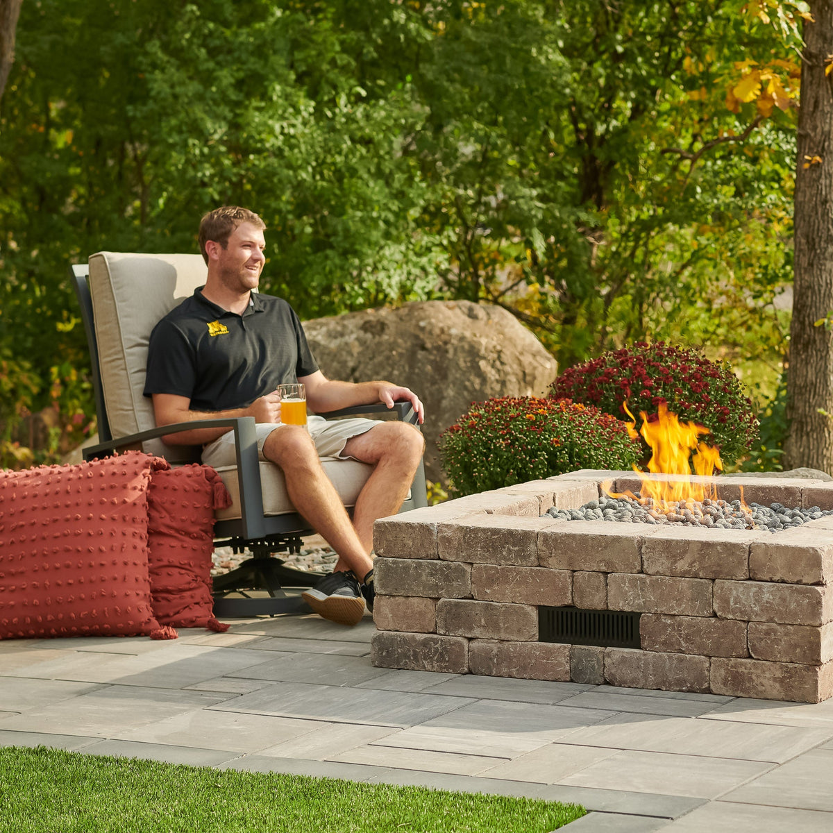 Outdoor GreatRoom Bronson 51" Square Gas Fire Pit Kit
