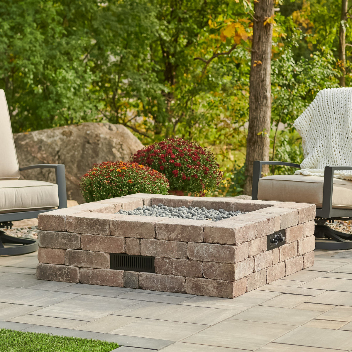 Outdoor GreatRoom Bronson 51" Square Gas Fire Pit Kit