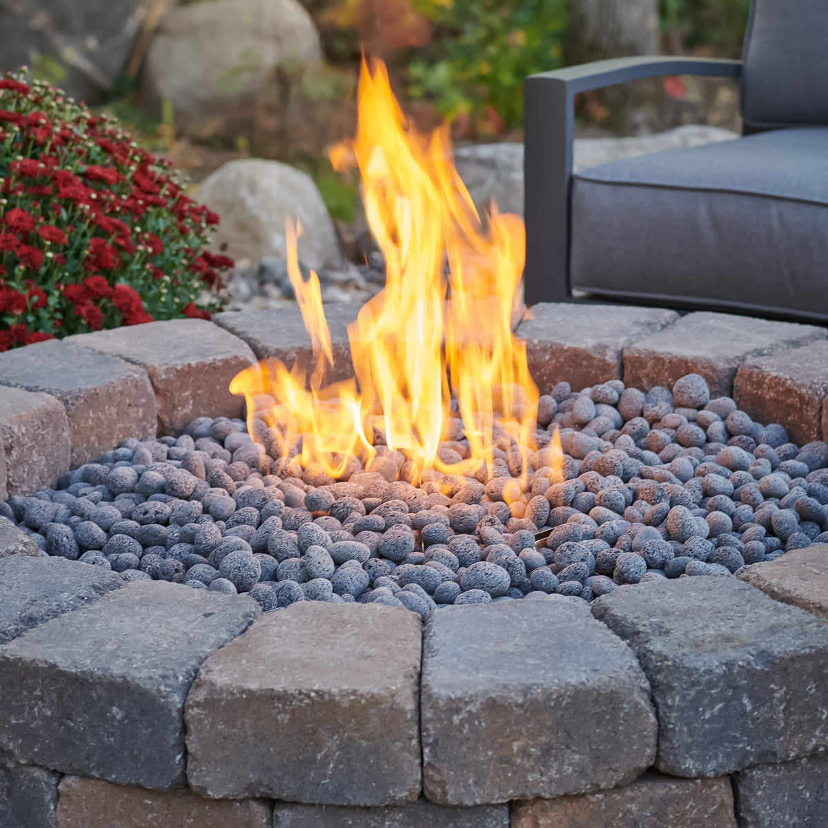 Bronson Block Round Gas Fire Pit Kit by Designing Backyards