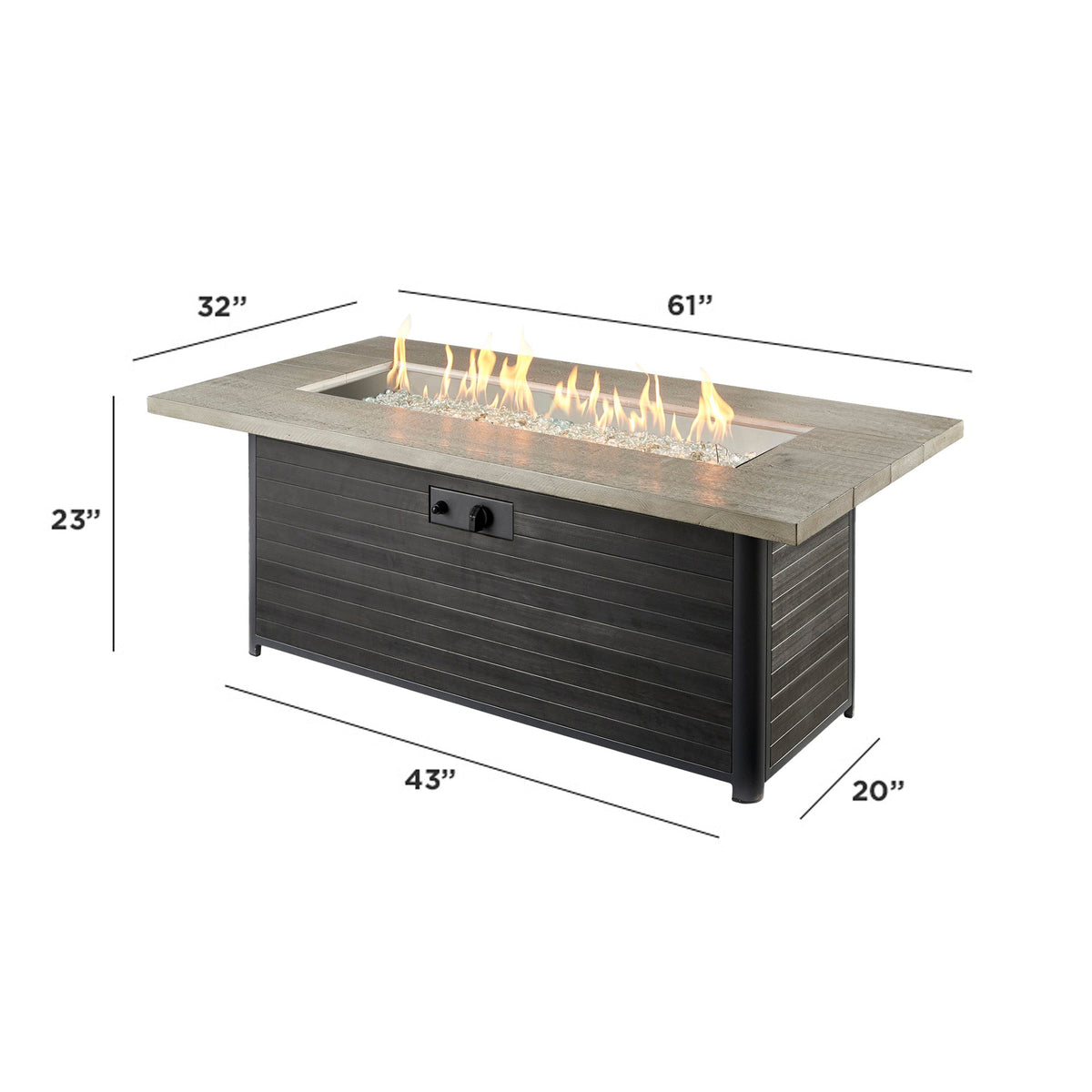 Outdoor GreatRoom Cedar Ridge 61" Linear Gas Fire Pit Table