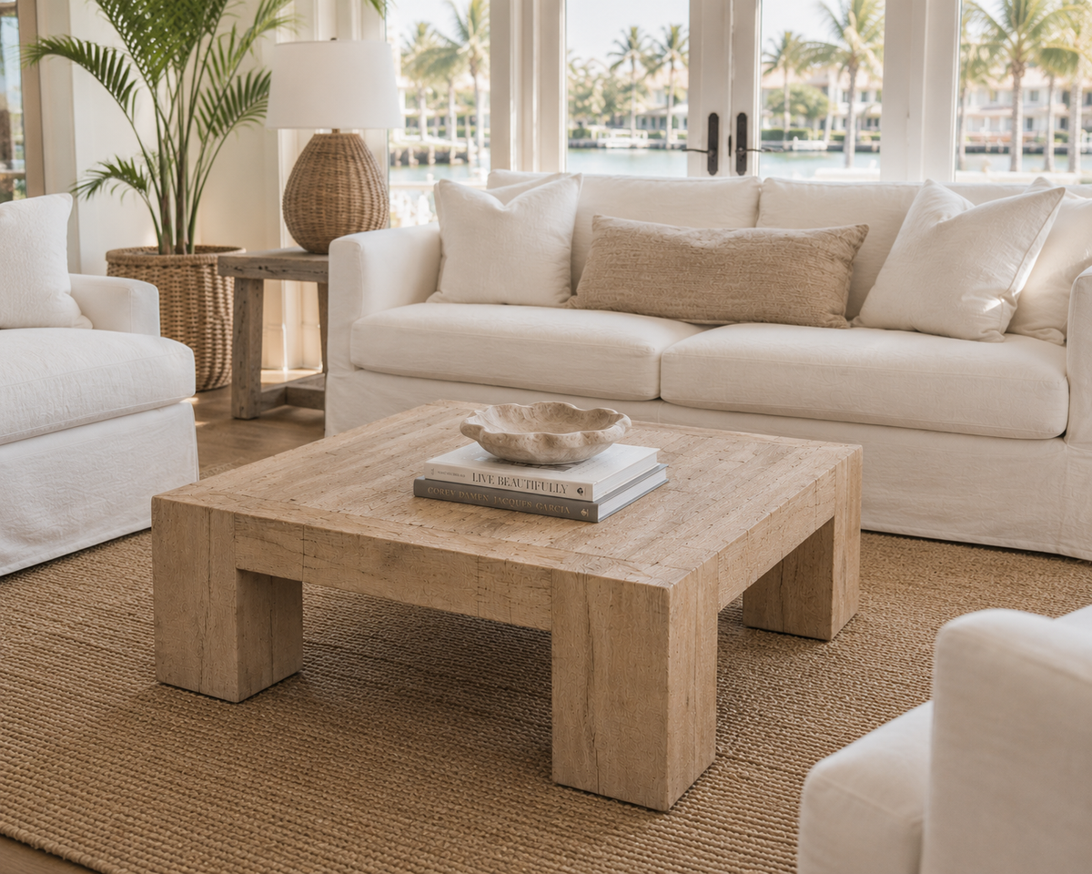 Anteak Recycled Bleach Teak Coffee Table – 31" Square