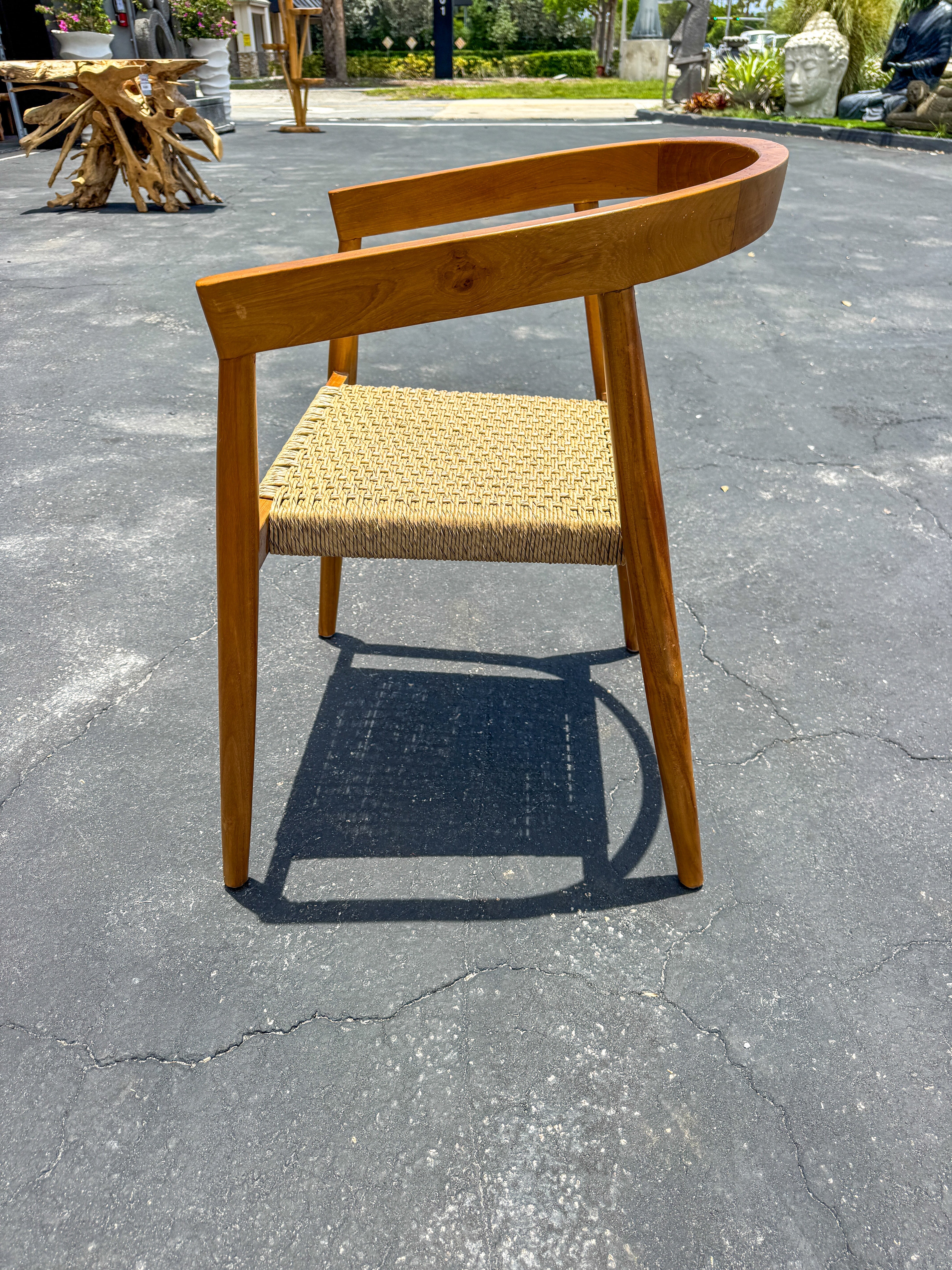 Anteak Teak Dining Armchair with Woven Rope Seat