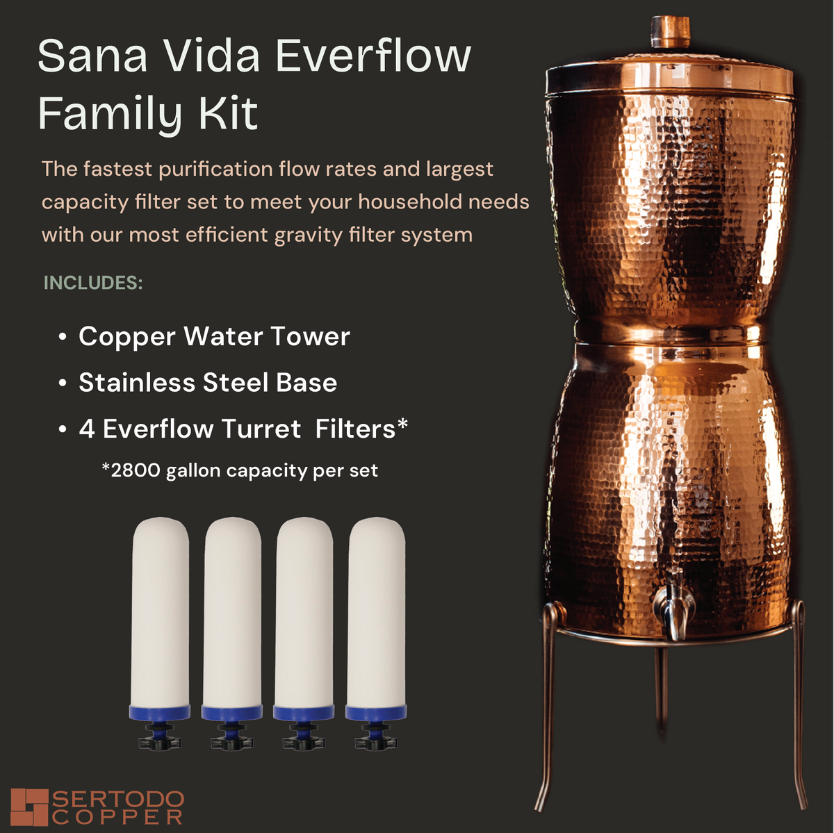 Sertodo Sana Vida EverFlow Copper Water Filtration Systems