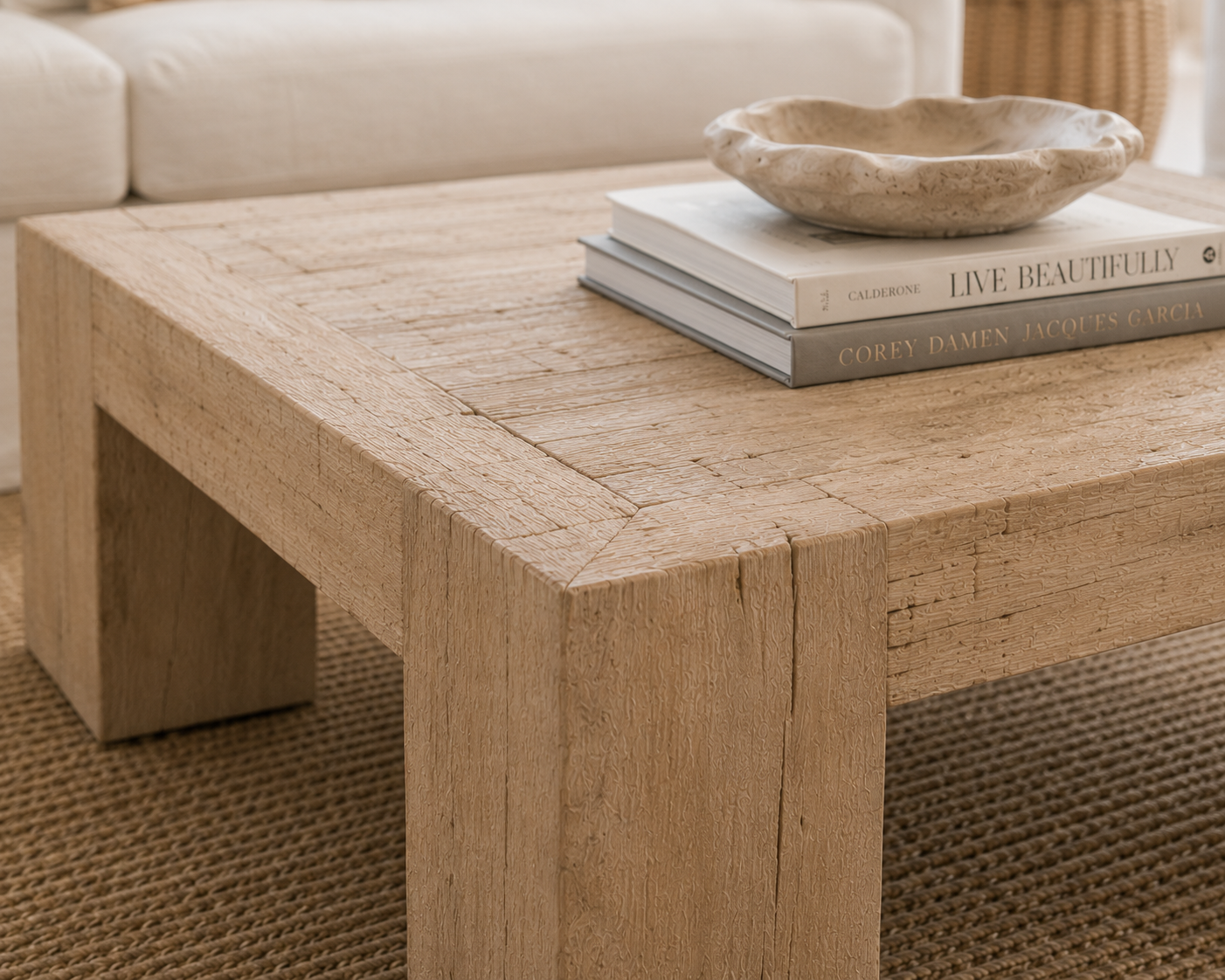 Anteak Recycled Bleach Teak Coffee Table – 31" Square