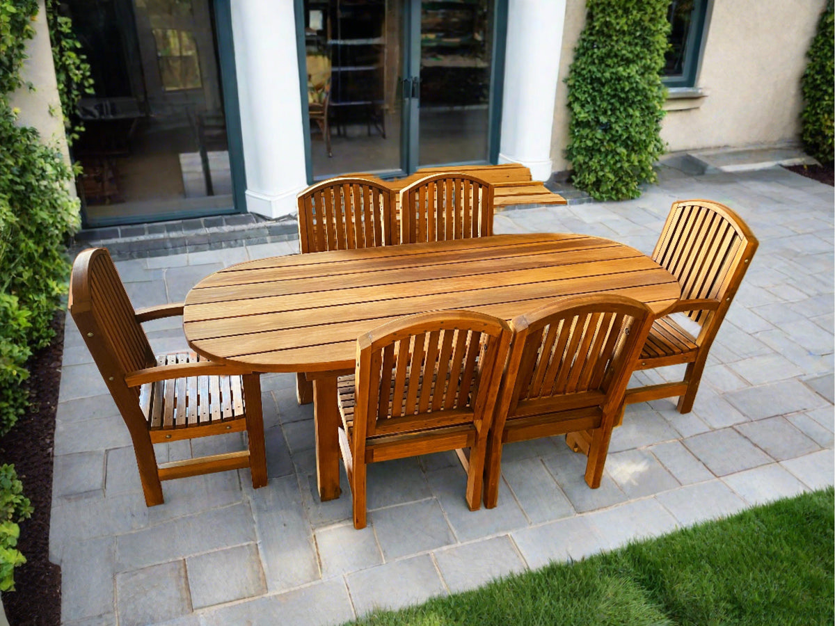 Best Redwood Farmhouse Oval Redwood Dining Table