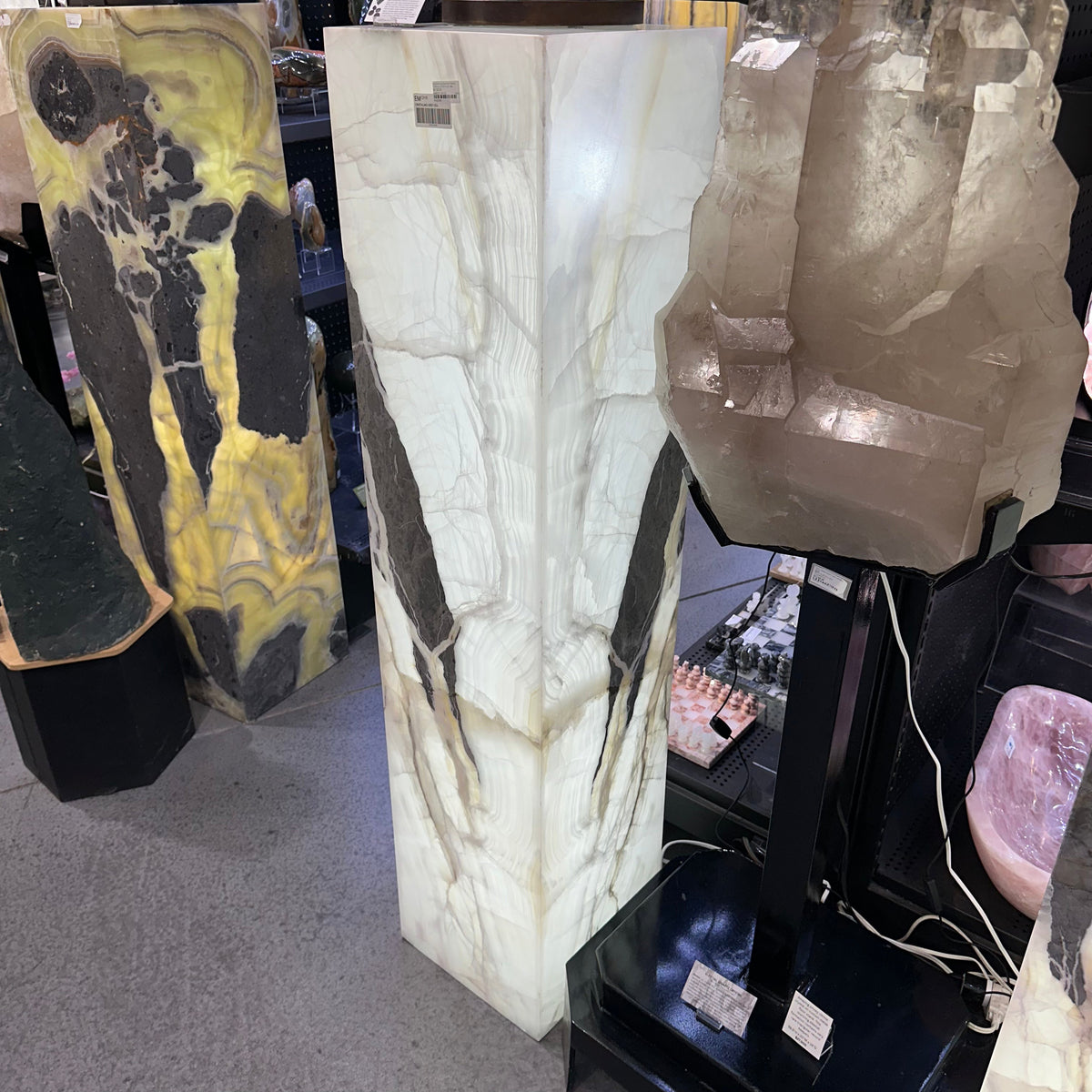 Rare Earth Gallery Crystallino Gray Onyx Floor Pedestal Luminary