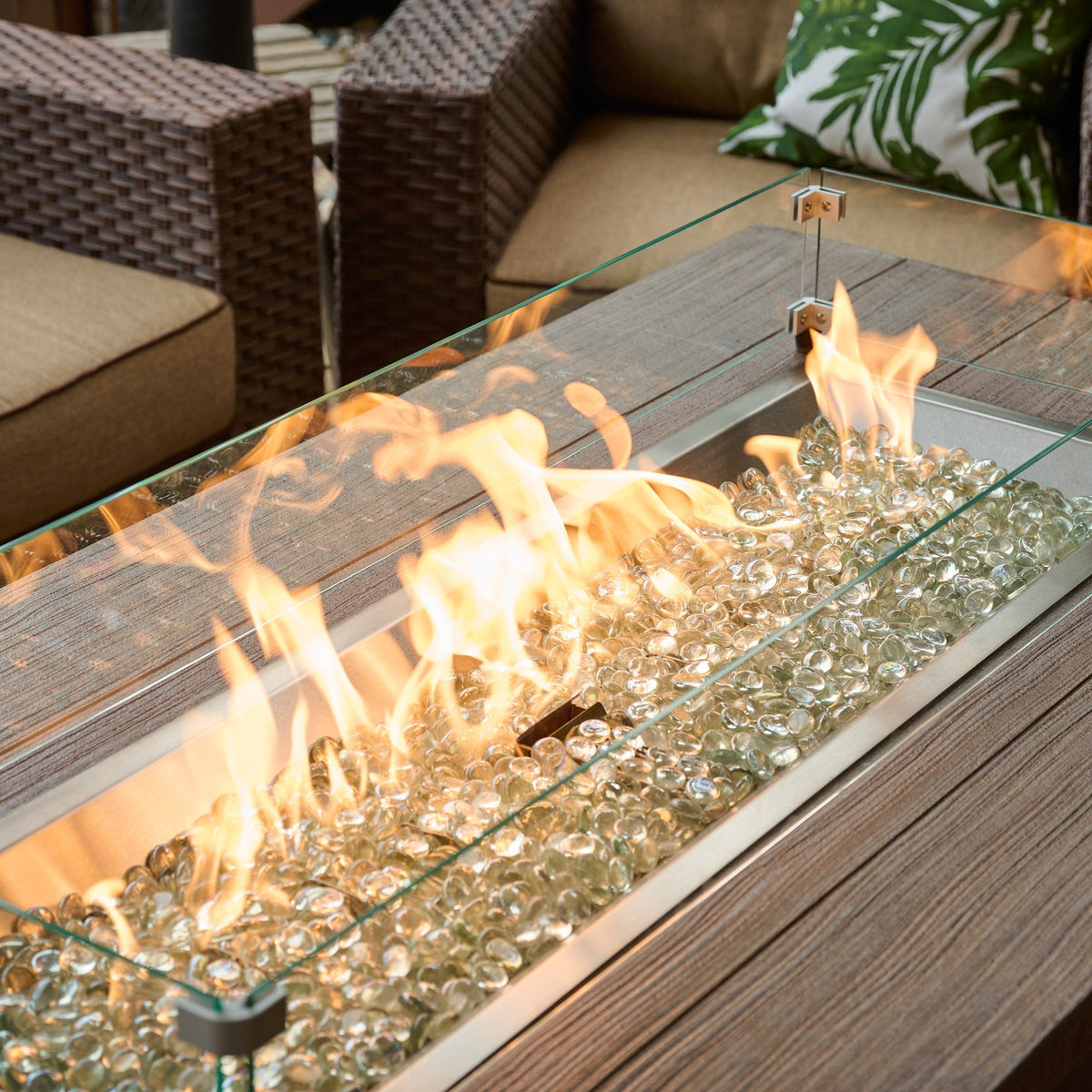 The Outdoor GreatRoom Company Havenwood 62-Inch Linear Gas Fire Pit Table