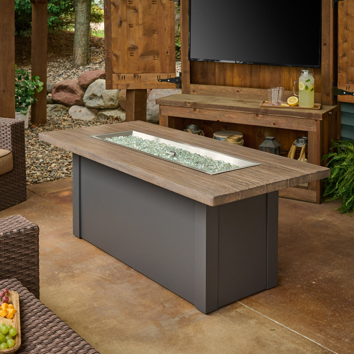 The Outdoor GreatRoom Company Havenwood 62-Inch Linear Gas Fire Pit Table