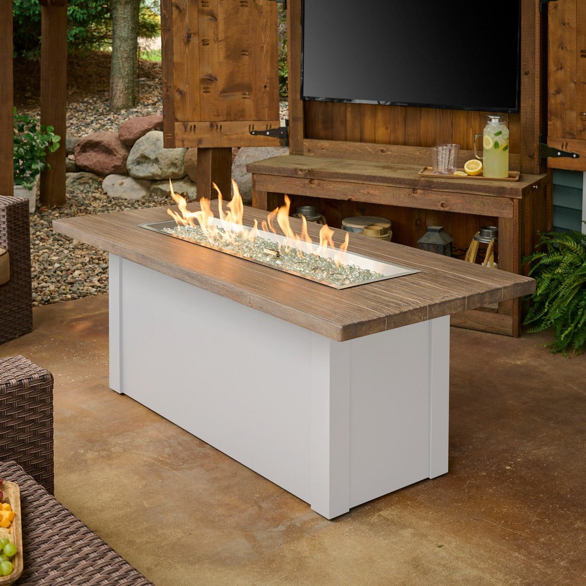 The Outdoor GreatRoom Company Havenwood 62-Inch Linear Gas Fire Pit Table