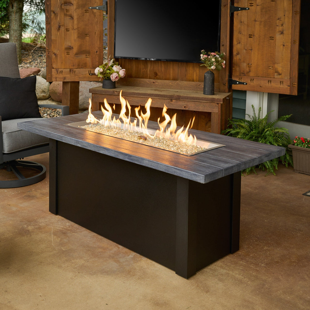 The Outdoor GreatRoom Company Havenwood 62-Inch Linear Gas Fire Pit Table