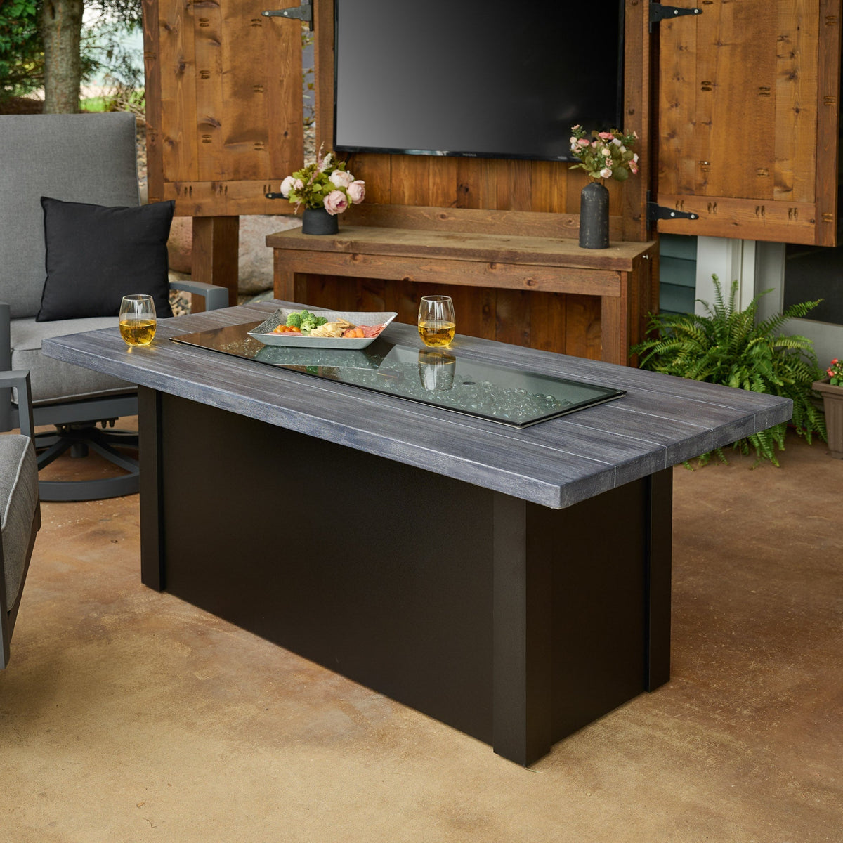 The Outdoor GreatRoom Company Havenwood 62-Inch Linear Gas Fire Pit Table