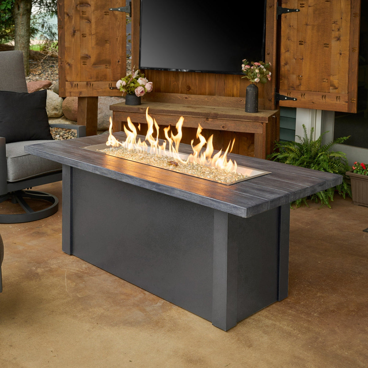 The Outdoor GreatRoom Company Havenwood 62-Inch Linear Gas Fire Pit Table