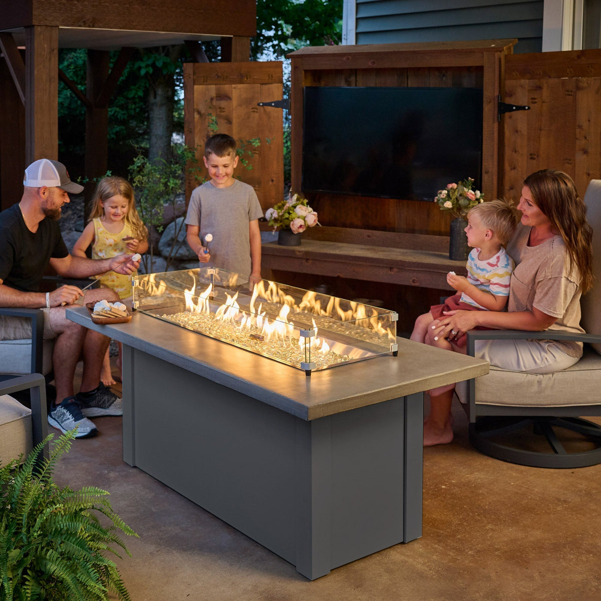 The Outdoor GreatRoom Company Havenwood 62-Inch Linear Gas Fire Pit Table