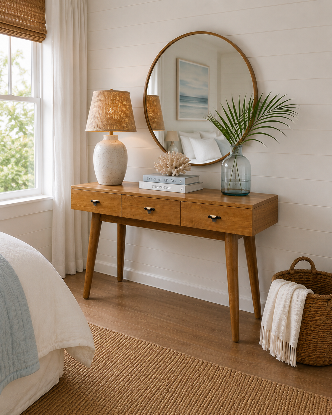 Broward Design Recycled Teak 3-Drawer Console Table. 47" L
