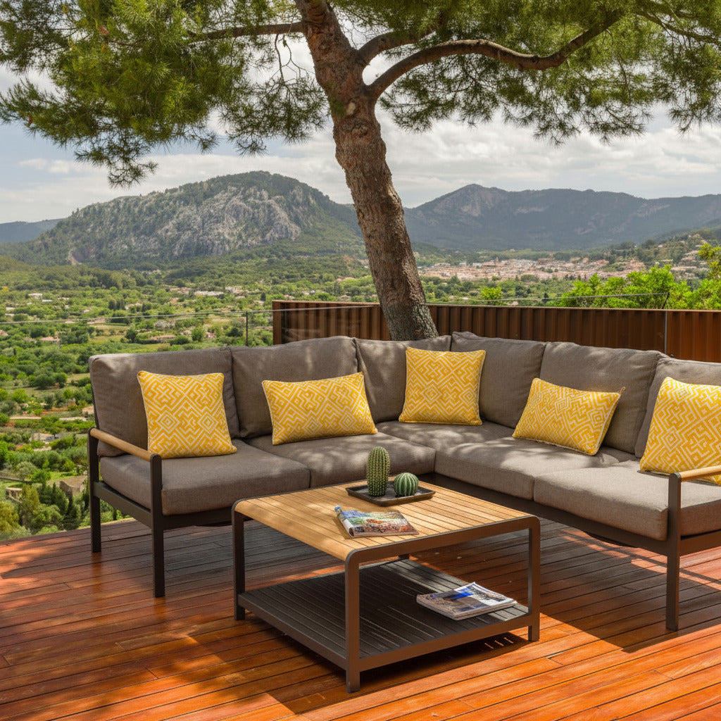 LifestyleGarden Amber 3-Piece Outdoor Sectional & Coffee Table Set — Seats 7