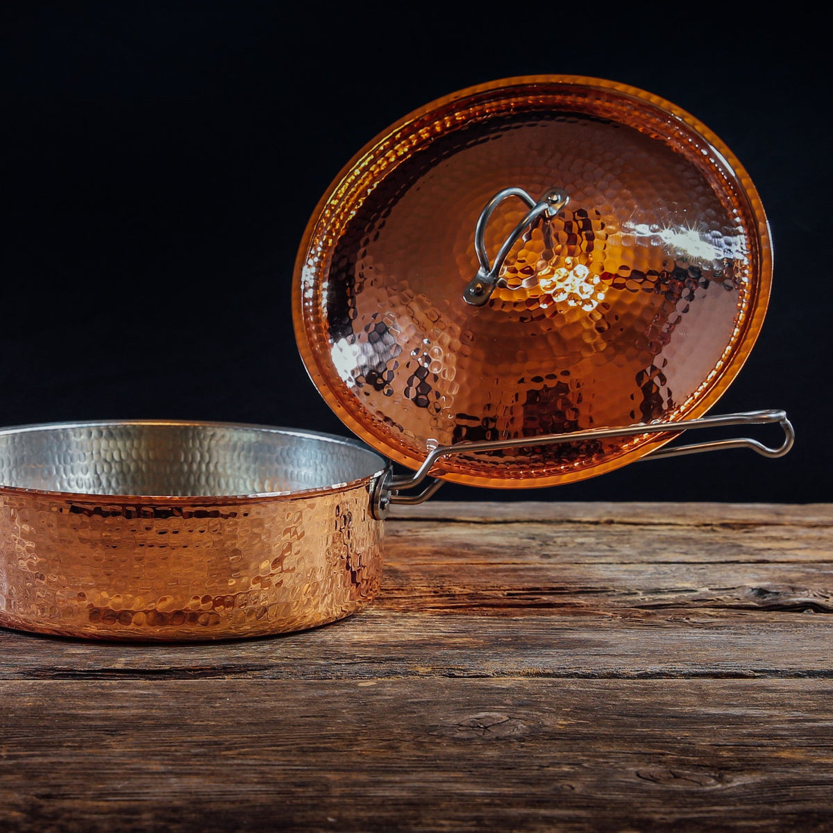 Sertodo Copper Saute Pan With Lid, 3 quart