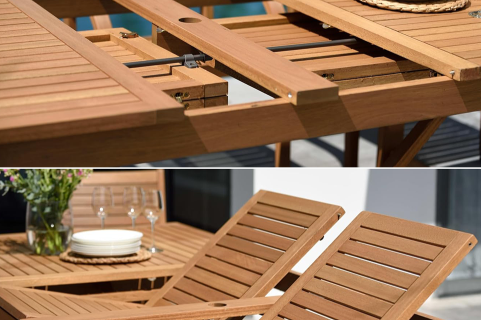 LifestyleGarden® Leyland Extendable Dining Table &amp; 8 Chamonix Armchairs – 9 Piece Set  B