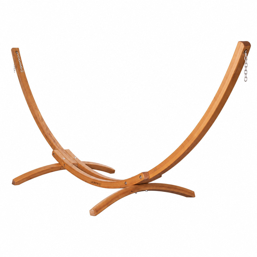 Wooden hammock stand on a white background
