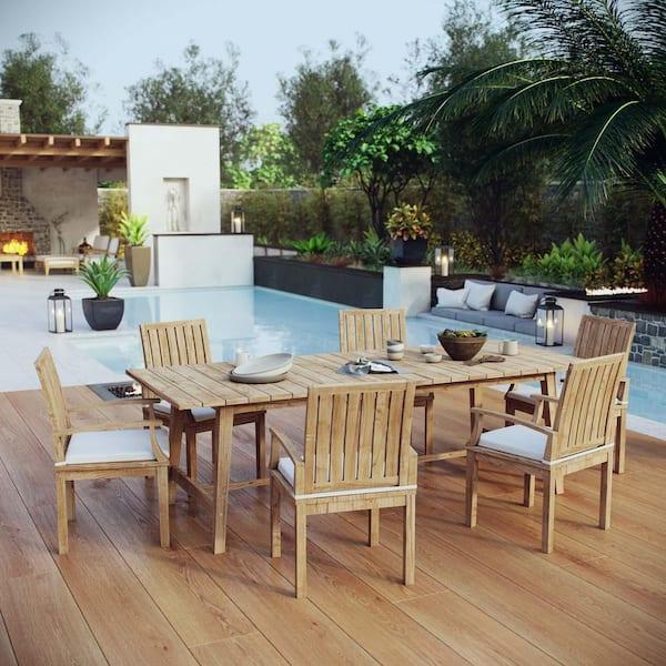 Marina 7-Piece Grade A Teak Outdoor Dining Set – 72-Inch Table with Cushioned Chairs
