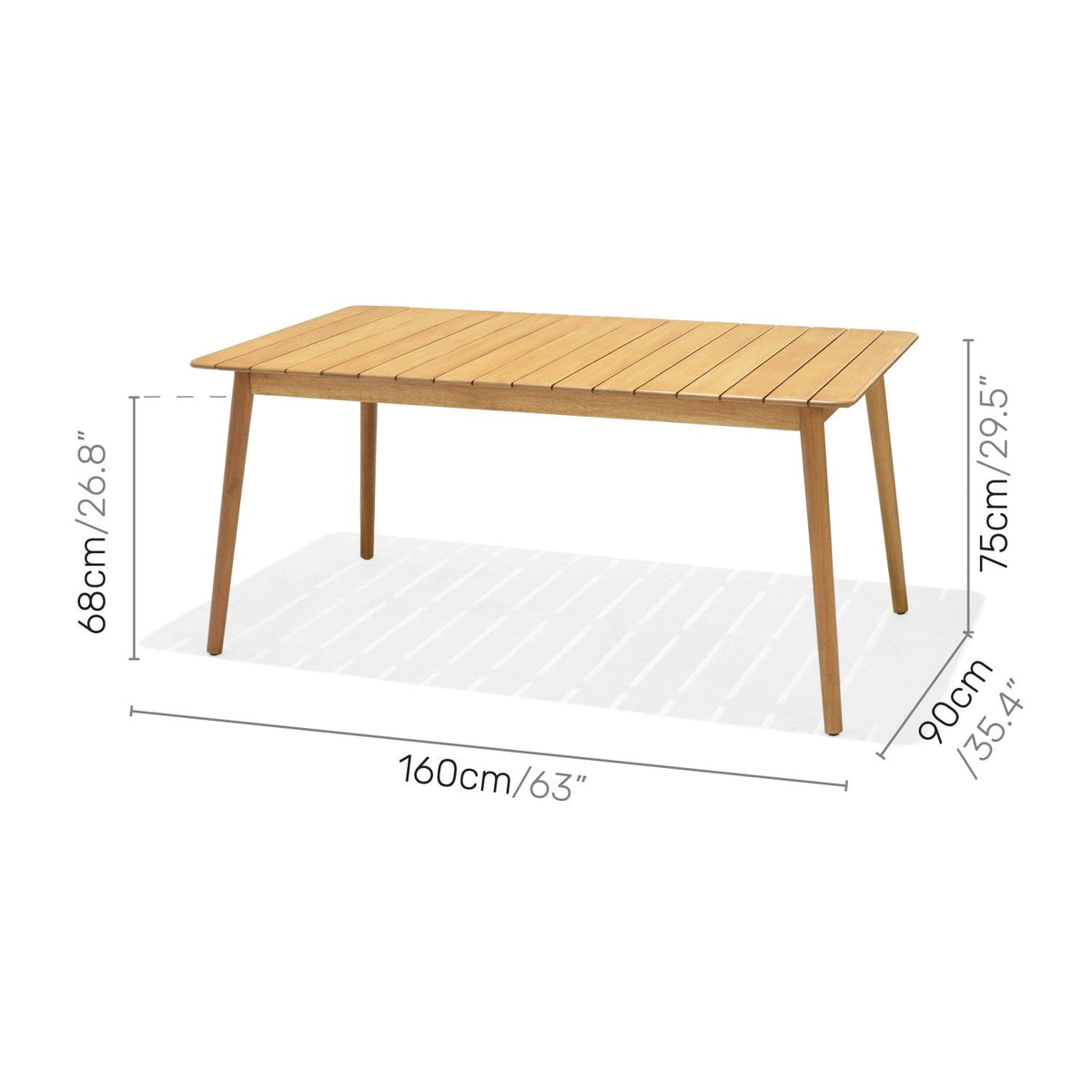 LifestyleGarden® Nassau Rectangular FSC® Eucalyptus Dining Table – 63"