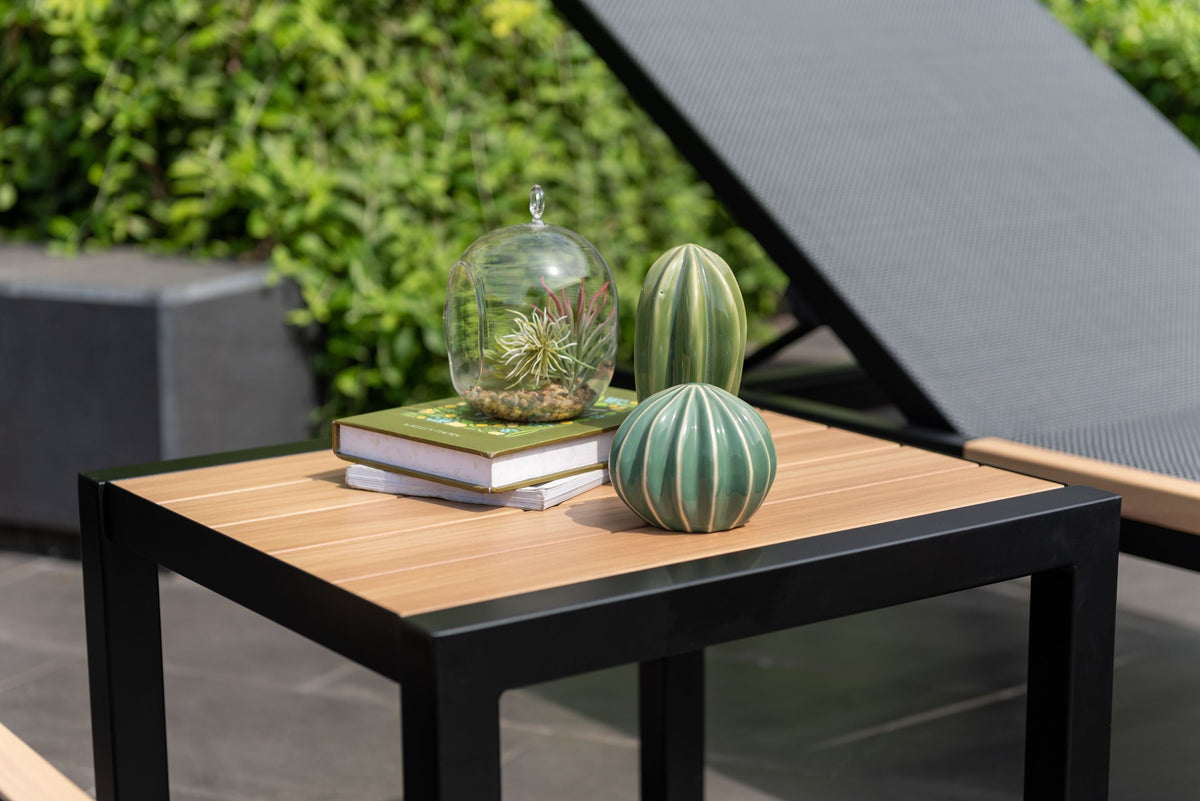 LifestyleGarden® Panama Dark Wheel Loungers &amp; Side Table – 3 Piece Set