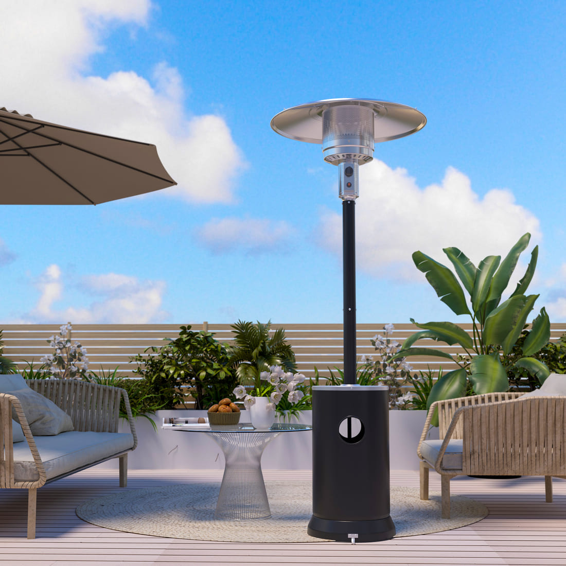 Pamapic Pyra Propane Patio Heater with Table, 48,000 BTU, CSA Certified