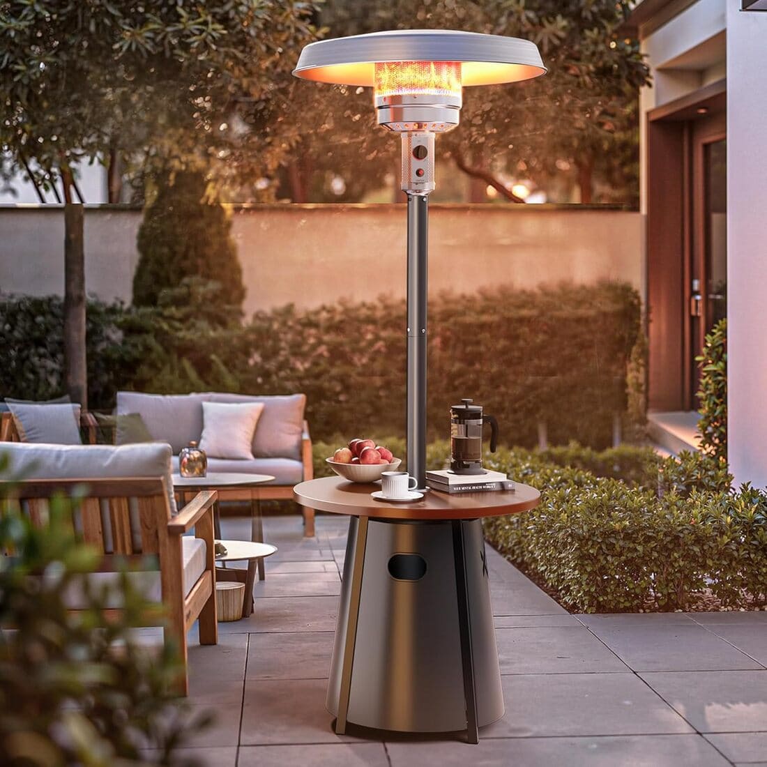 Pyra 50,000 BTU Propane Patio Heater with Round Table – CSA Certified