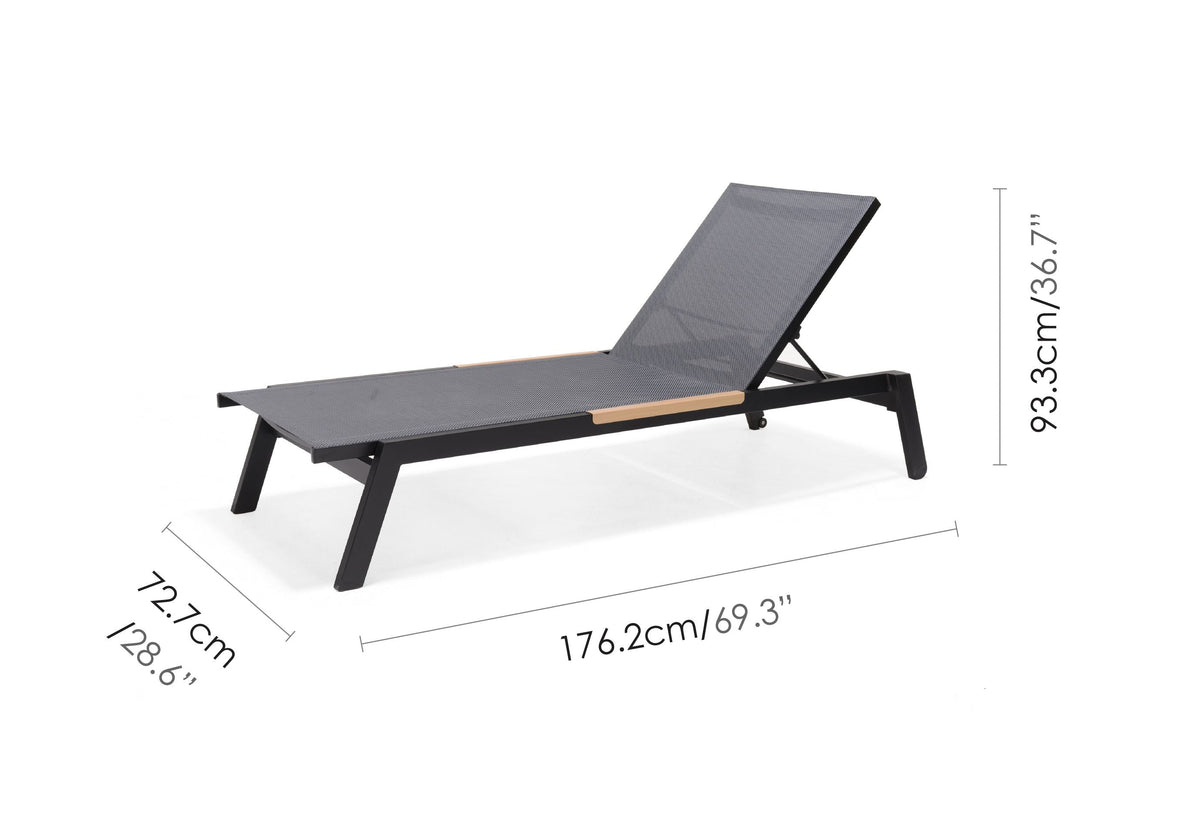 LifestyleGarden® Panama Dark Wheel Loungers &amp; Side Table – 3 Piece Set