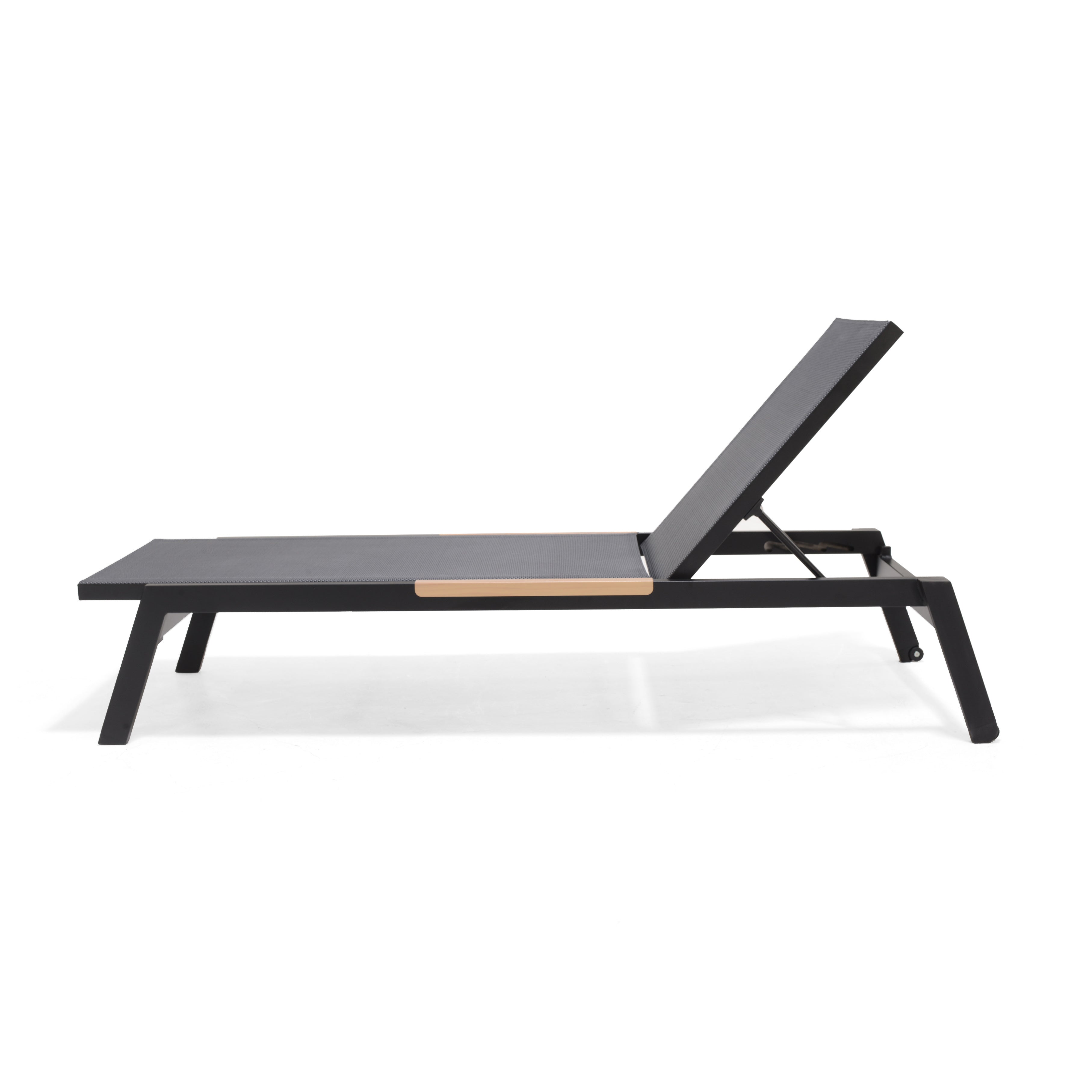 LifestyleGarden® Panama Dark Wheel Loungers &amp; Side Table – 3 Piece Set