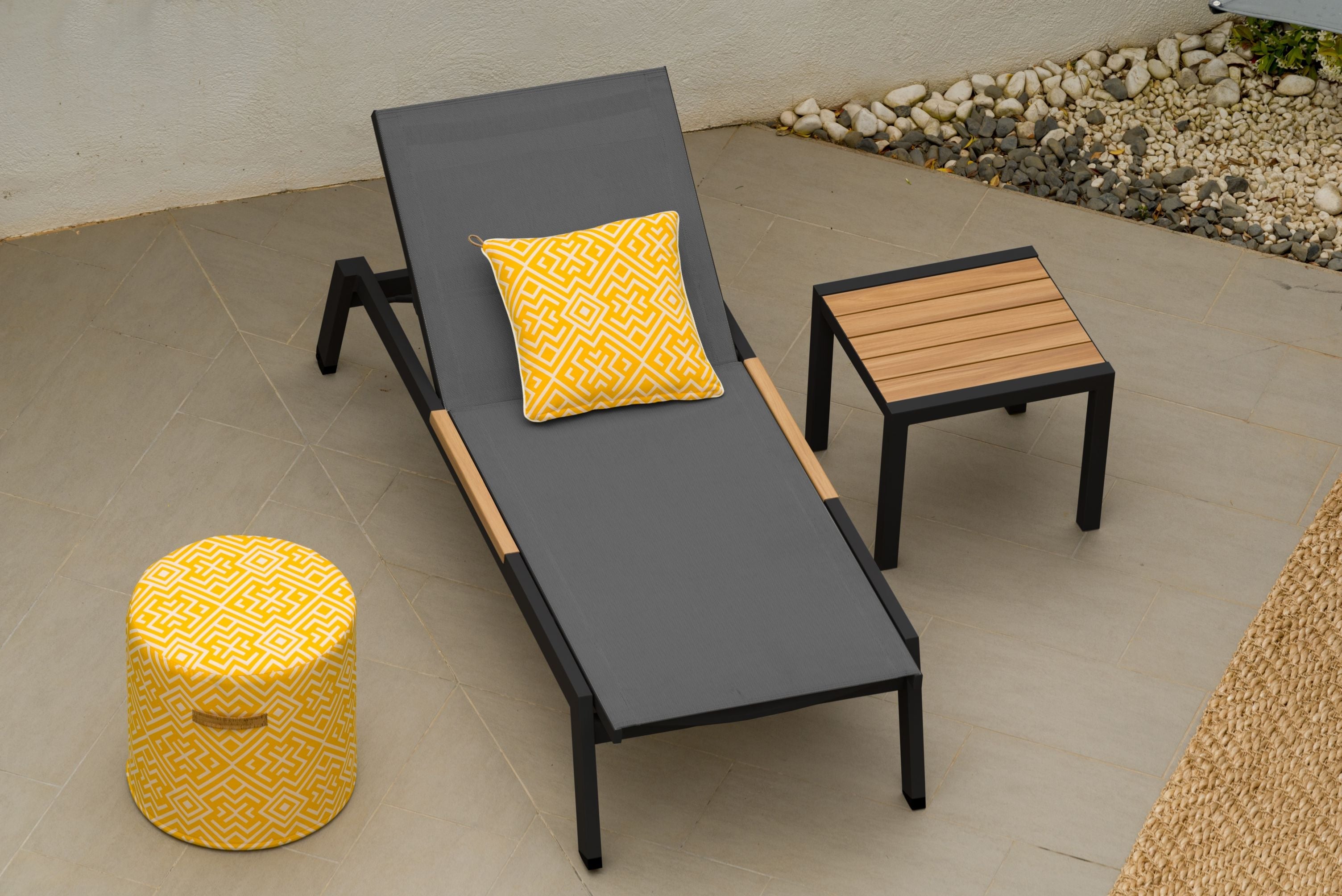 LifestyleGarden® Panama Dark Wheel Loungers &amp; Side Table – 3 Piece Set