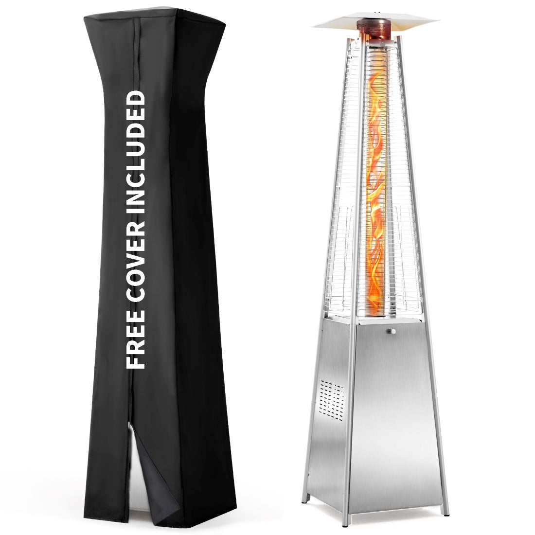 Pamapic Pyra Propane Pyramid Patio Heater 48,000 BTU with Glass Flame Tube
