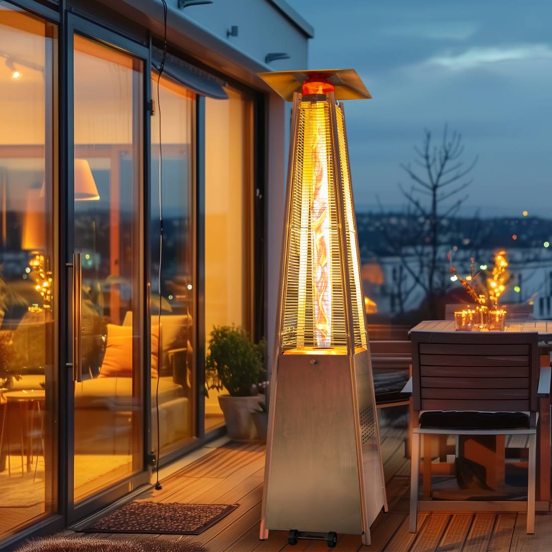 Pamapic Pyra Propane Pyramid Patio Heater 48,000 BTU with Glass Flame Tube