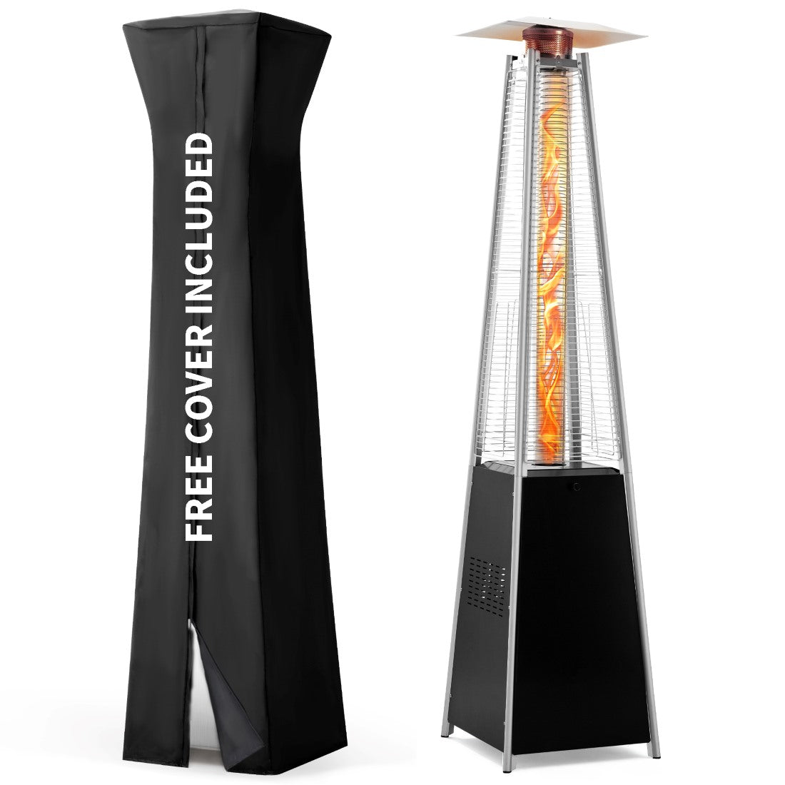 Pamapic Pyra Propane Pyramid Patio Heater 48,000 BTU with Glass Flame Tube