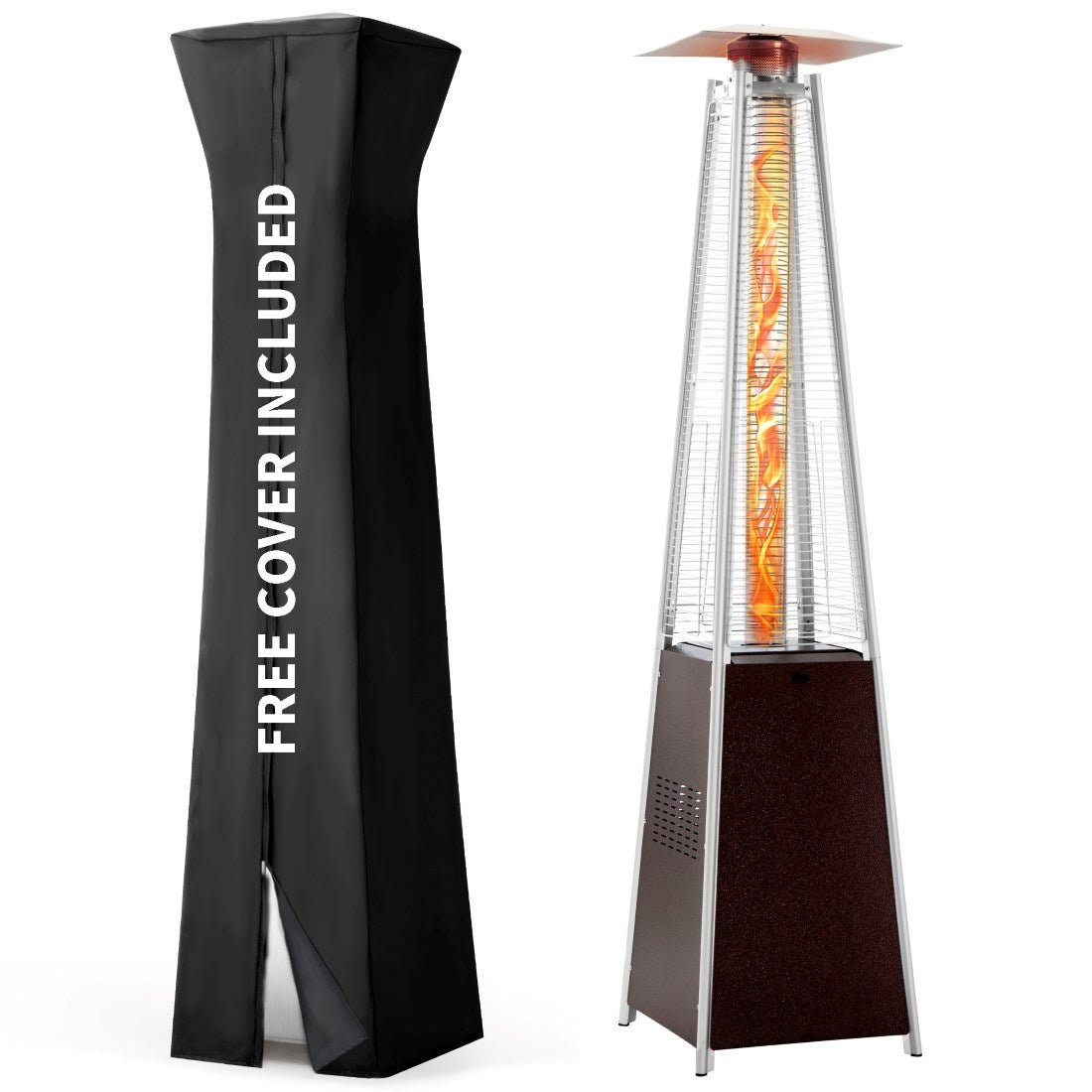 Pamapic Pyra Propane Pyramid Patio Heater 48,000 BTU with Glass Flame Tube