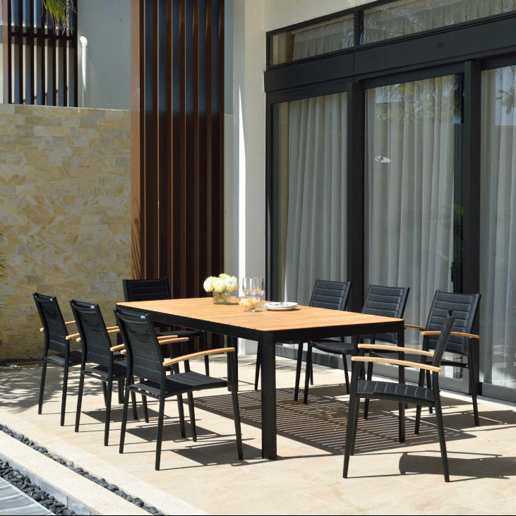 LifestyleGarden Portals Teak & Aluminum Rectangular Outdoor Dining Set