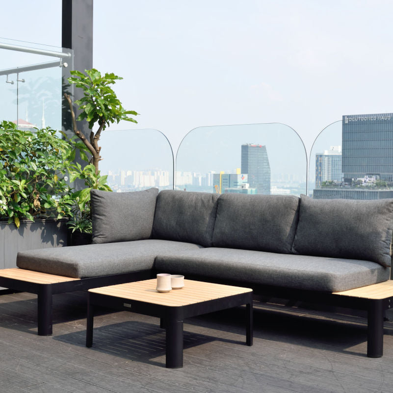LifestyleGarden Portals Teak &amp; Aluminum 3-Piece Modular Outdoor Sofa Set