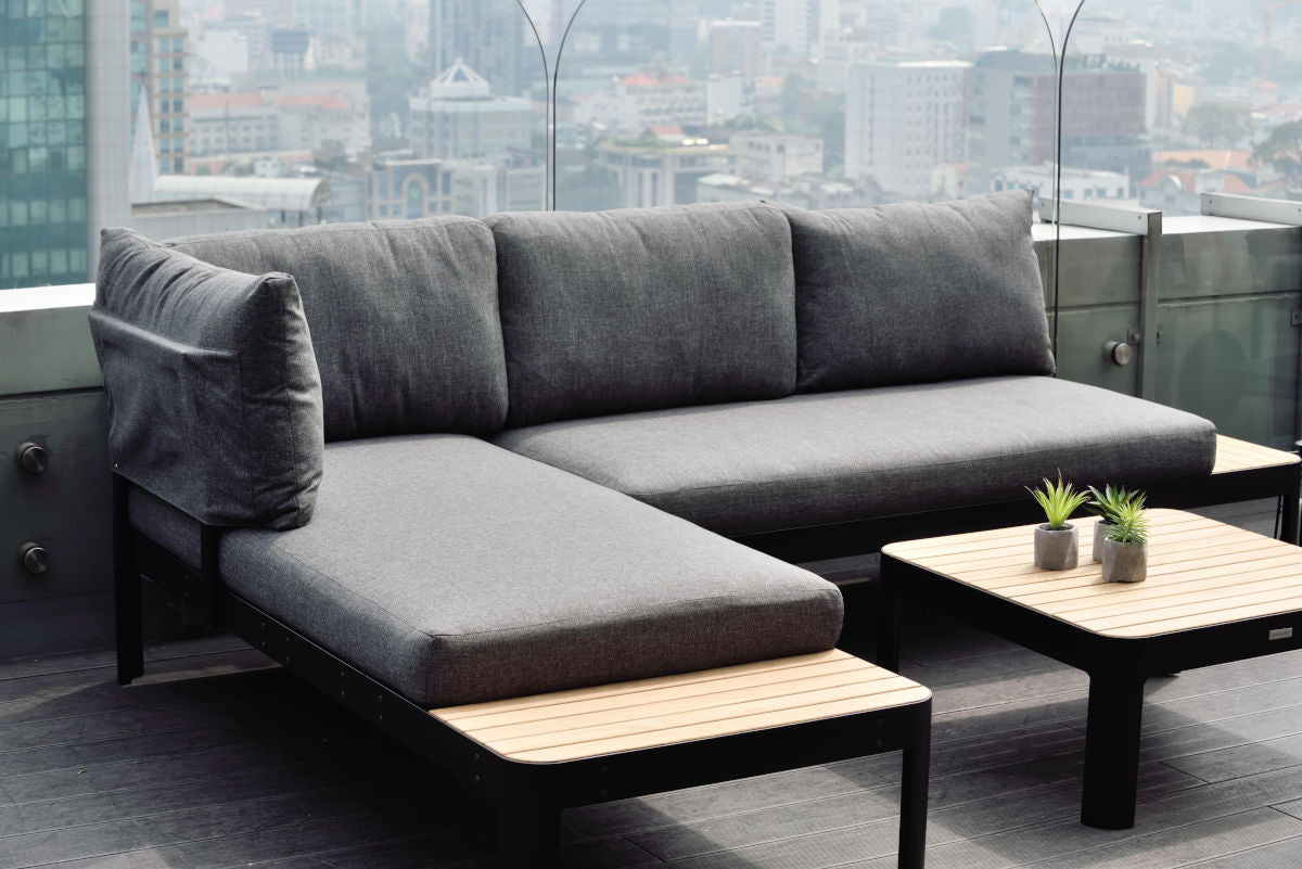 LifestyleGarden Portals Teak &amp; Aluminum 3-Piece Modular Outdoor Sofa Set