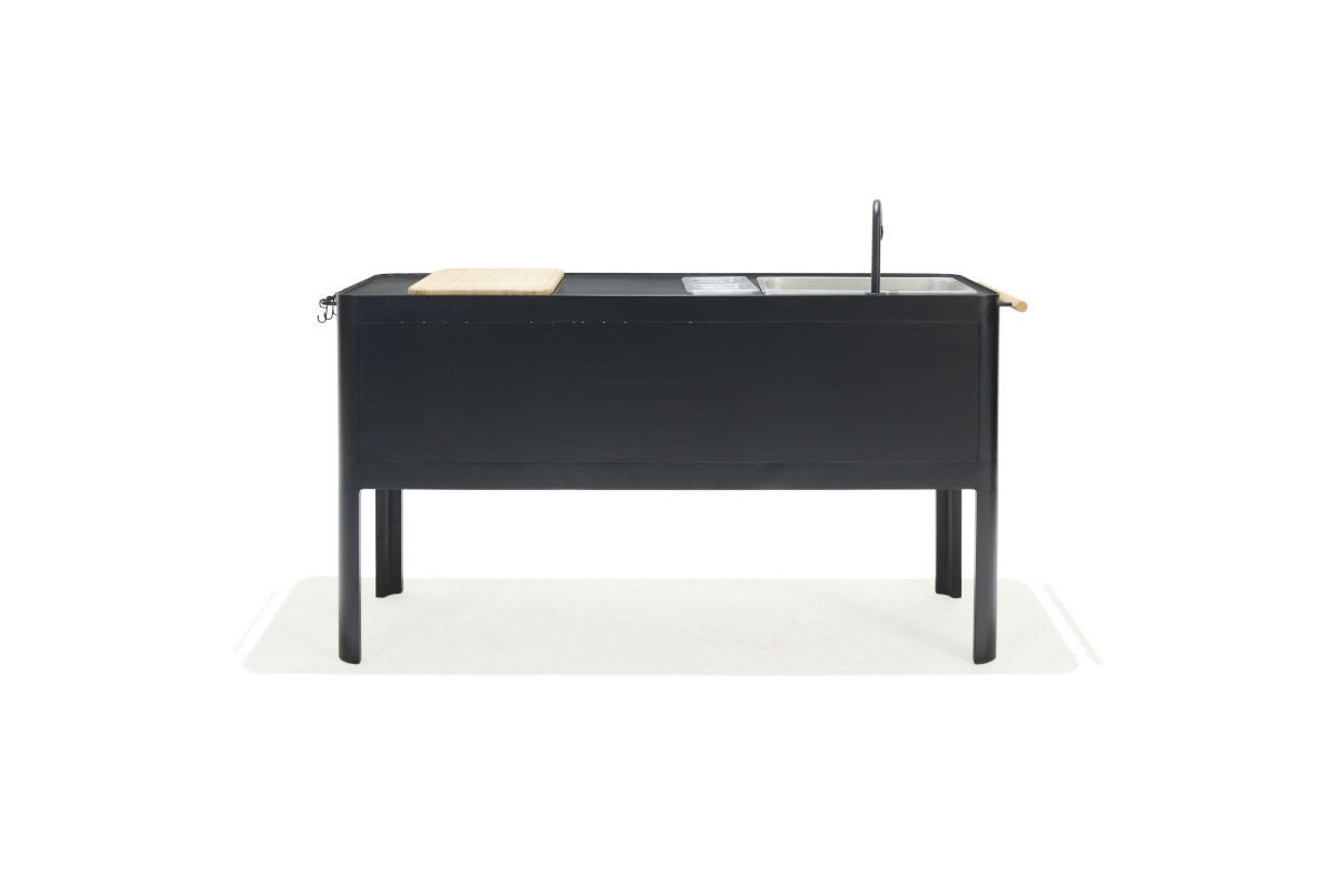 LifestyleGarden Portals Dark Outdoor Kitchen with FSC-Certified Teak, Sink & Tap