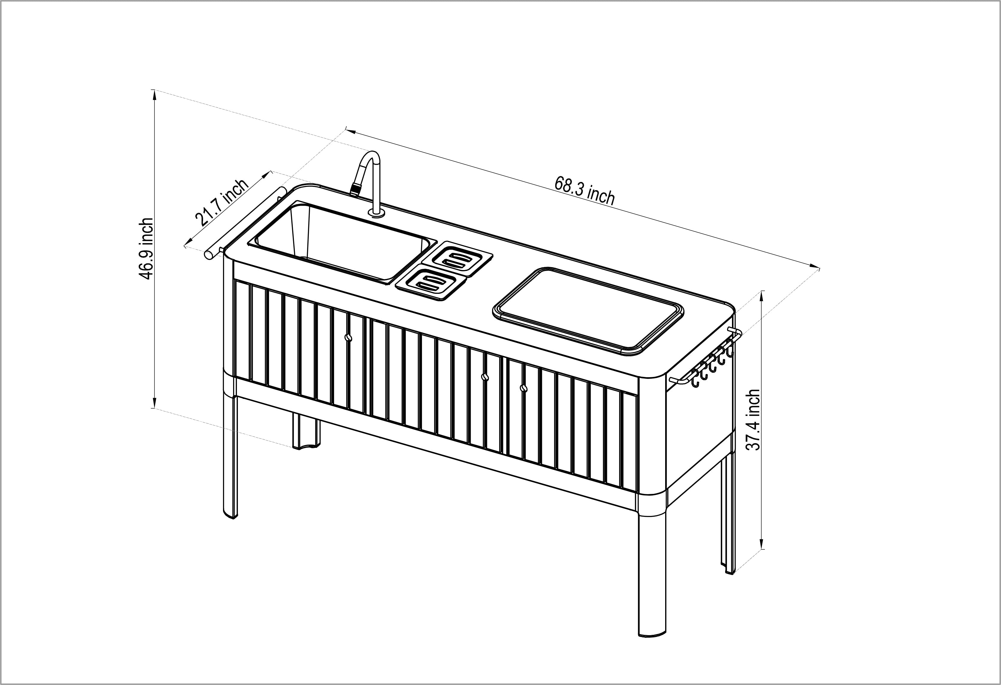 LifestyleGarden Portals Light Outdoor Kitchen with FSC Teak & Stainless Steel Sink