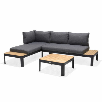 LifestyleGarden Portals Teak &amp; Aluminum 3-Piece Modular Outdoor Sofa Set