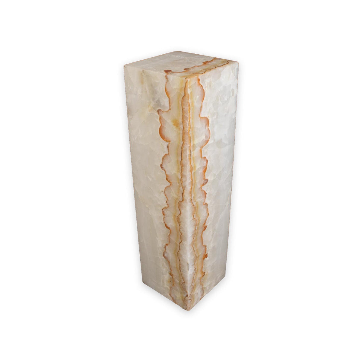 Rare Earth Gallery Orange Tehucan Onyx Square Pedestal Luminary