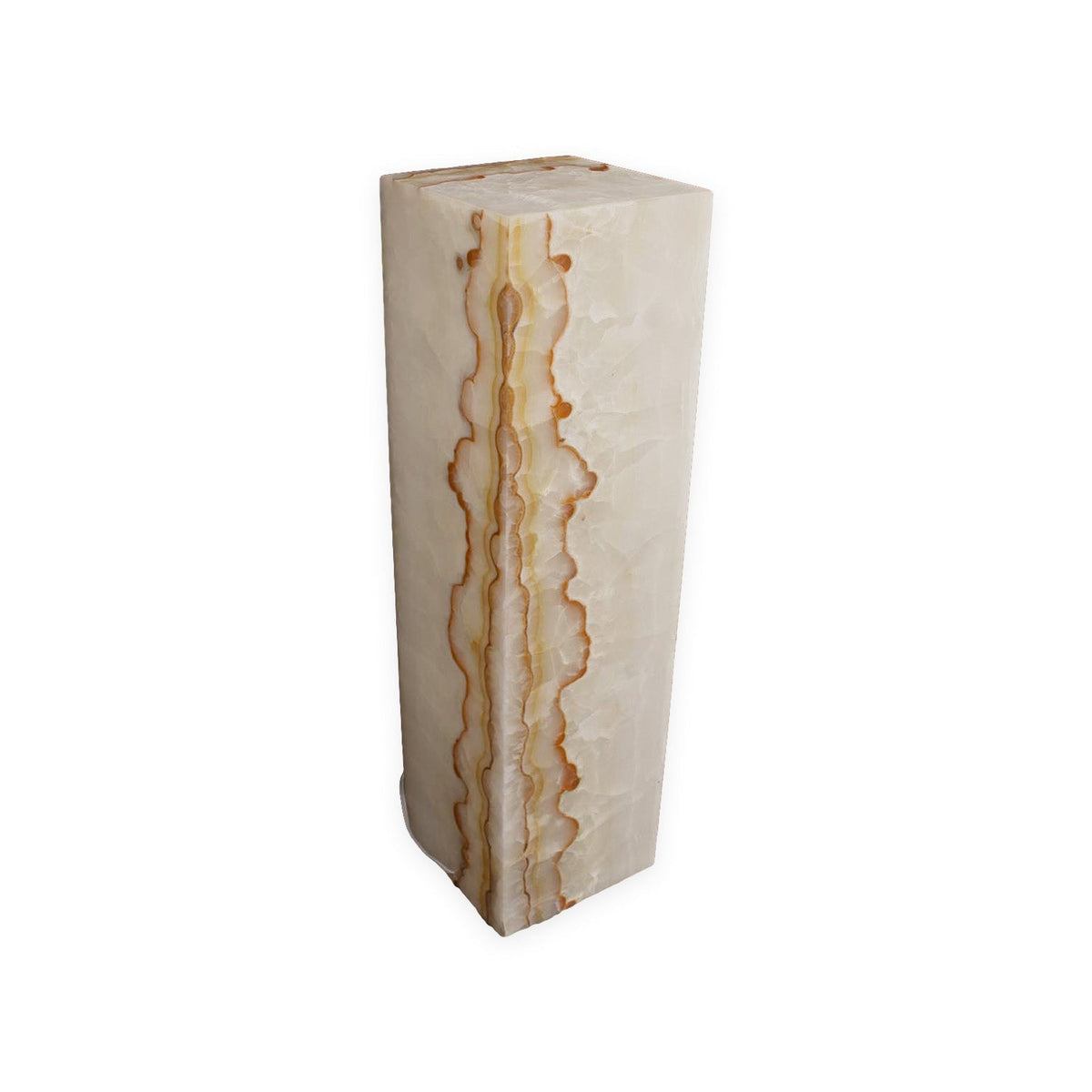 Rare Earth Gallery Orange Tehucan Onyx Square Pedestal Luminary