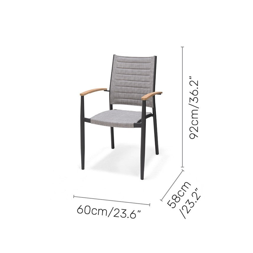 LifestyleGarden® Topaz Stacking Armchairs with Teak Armrests – Set of 2