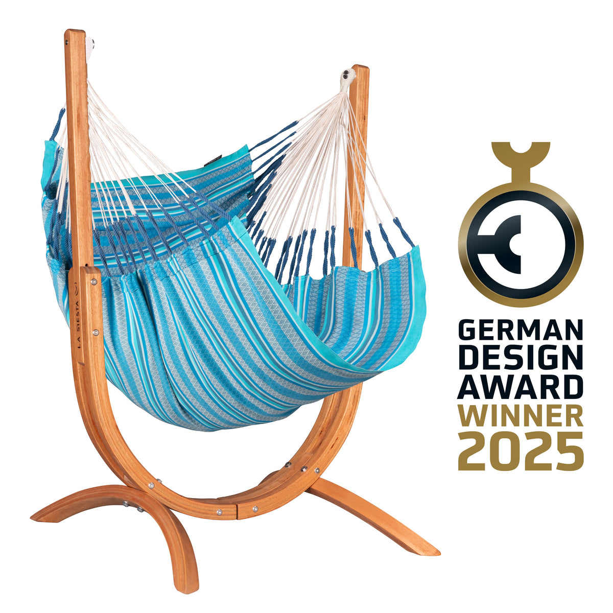 LA SIESTA Udine Organic Azure Hammock Chair & Stand Set