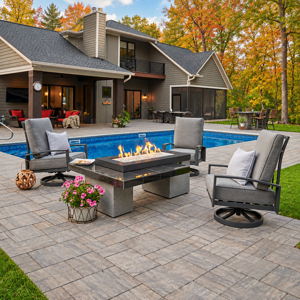 The Outdoor GreatRoom Company Uptown Black Linear Gas Fire Pit Table