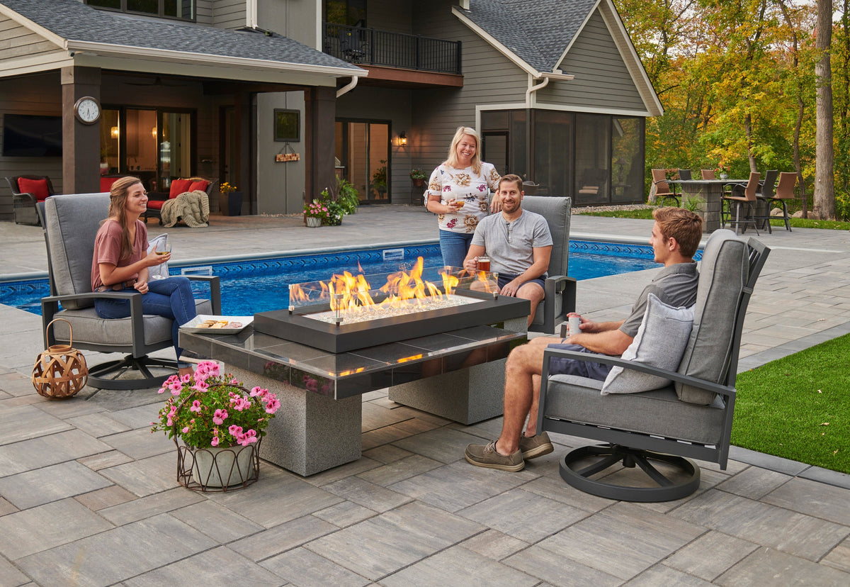 The Outdoor GreatRoom Company Uptown Black Linear Gas Fire Pit Table