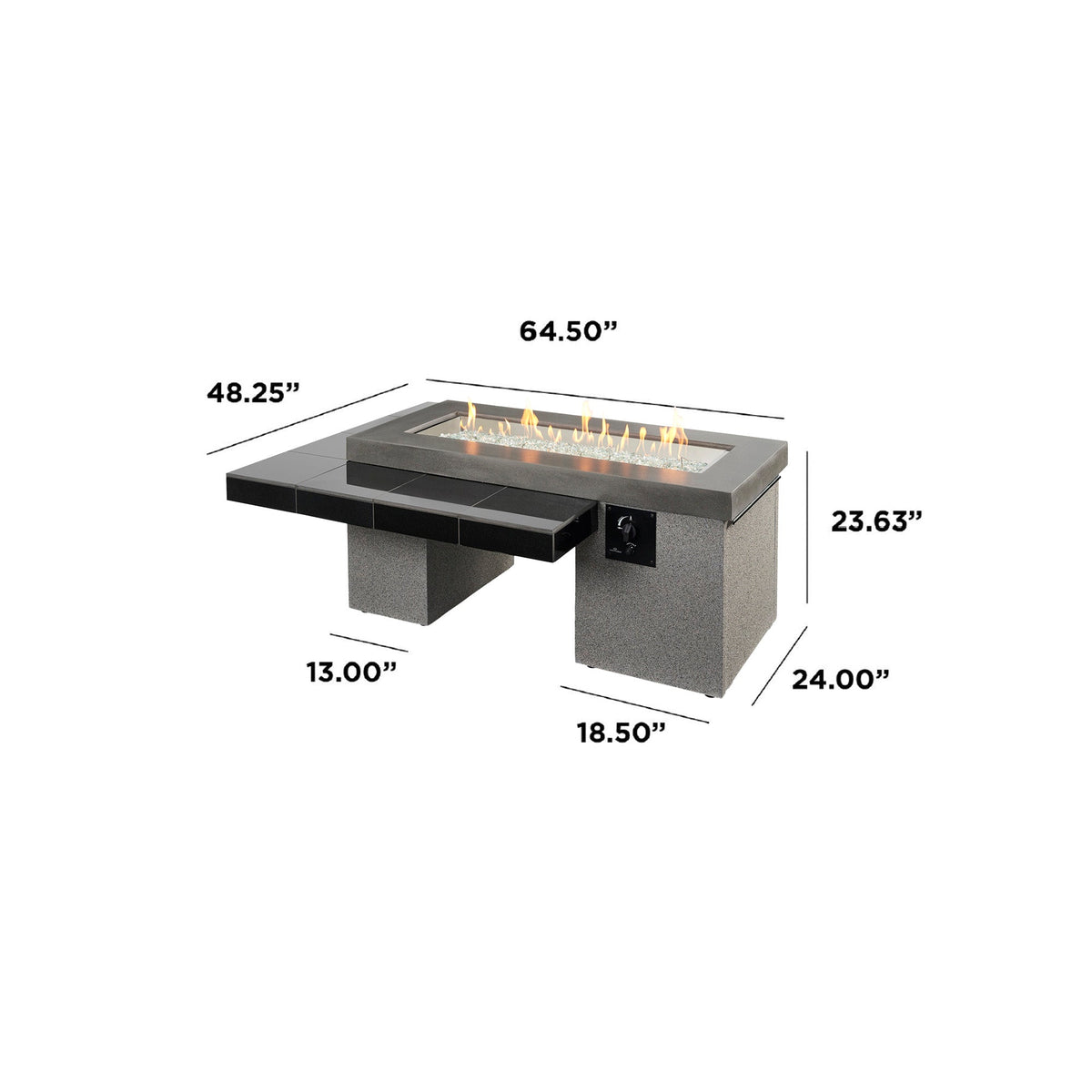 The Outdoor GreatRoom Company Uptown Black Linear Gas Fire Pit Table