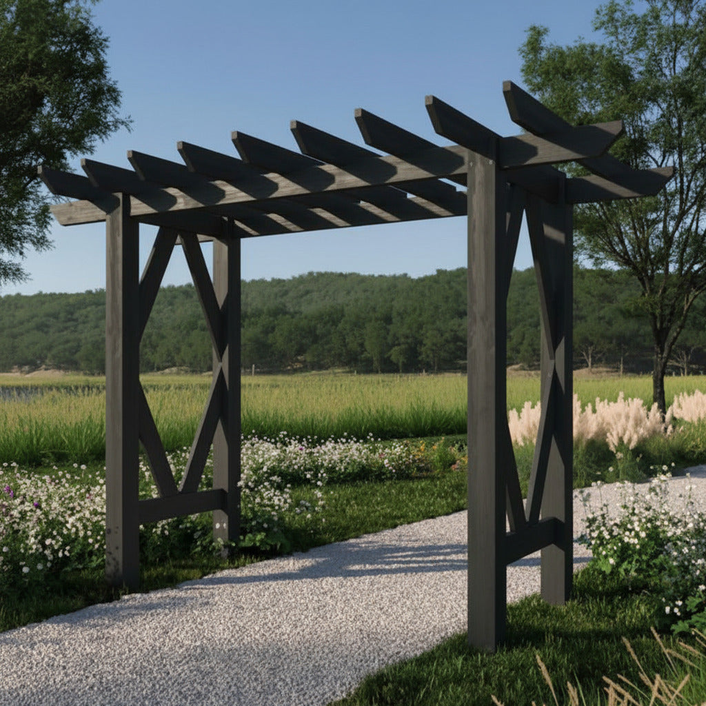 VITA Wildwood Cedar Garden Arbor | 72" W x 90" H | Charcoal Gray | FSC-Certified Cedar